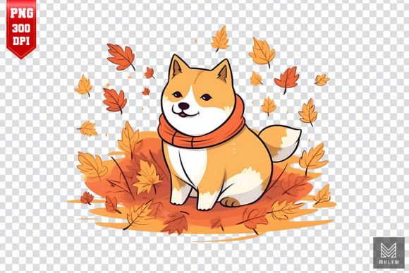 Autumn Shiba Inu Dog Clipart