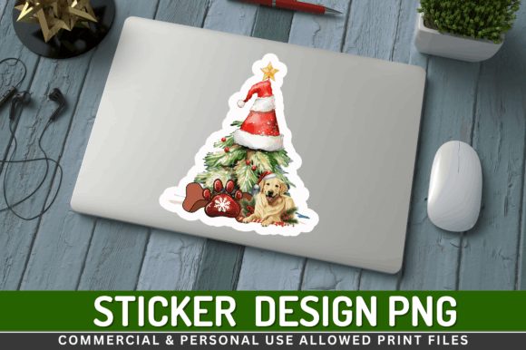 Christmas Dog Tree Stickers Design