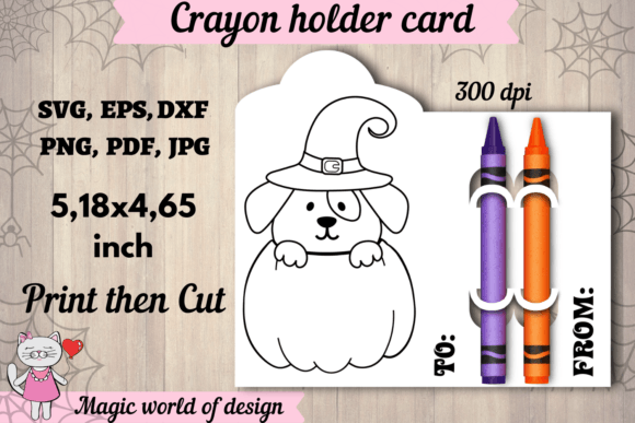 Halloween Dog in Pumpkin Coloring Card