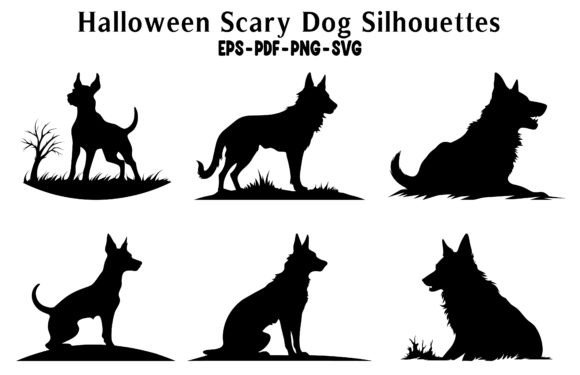 Halloween Scary Dog Vector Silhouettes