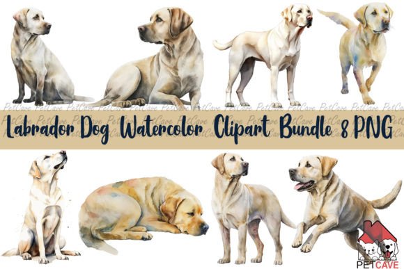 Labrador Dog Watercolor Clipart Bundle