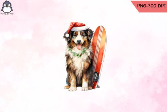Lovely Dog with Holding a Surf Board