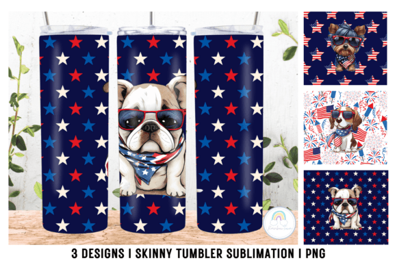 Patriotic Dog Tumbler Sublimation PNG