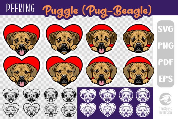 Peeking Puggle Keychain Clipart, SVG